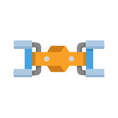 Abstract symmetrical vector graphic of industrial piece on black background