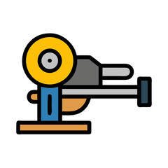 Metal cutting saw in flat vector illustration on black
