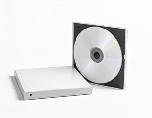 Blank CD/DVD Jewel Case Mockup: Flat Lay & Slightly Open. Media, Software & Minimal Music Branding