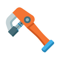 Stylized orange and blue adjustable wrench on black background