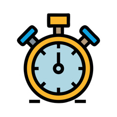 Flat design stopwatch illustration against a solid black background