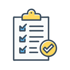 Obraz premium Stylized clipboard with completed checklists representing task management icon