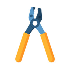 Flat style pliers illustration with bold color contrast design