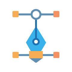 Vector graphic pen tool with point elements isolated icon