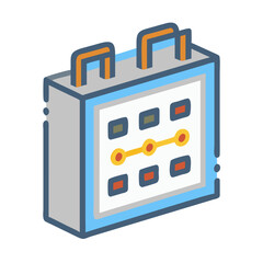Isometric calendar icon displaying project timeline and important events
