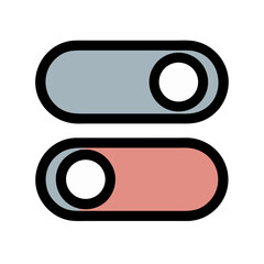 Toggle switch buttons in light gray and pink colors