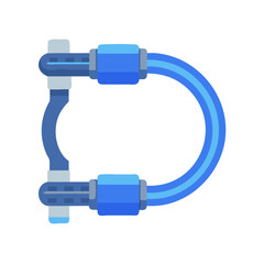 Blue curved frame element on a black background display