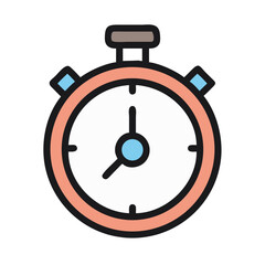 Classic peach and blue stopwatch icon on black background