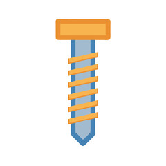 Illustration of a blue and orange screw on black