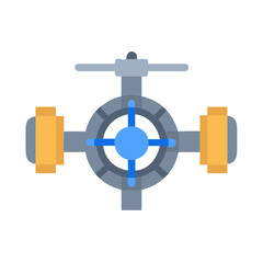 Simplified Flat Graphic of Industrial Valve on Black Background