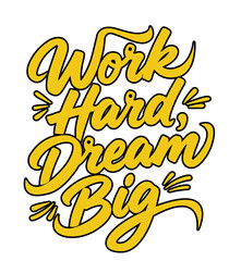 Work Hard Play Hard – Typography T-Shirt Design, hand lettering system color text gold background...