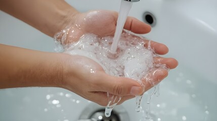 Fototapeta premium Washing Hands with Soap and Water A Key to Hygiene and Health