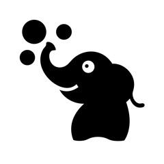An elephant blowing bubbles, a playful illustration
