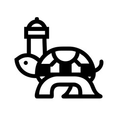 Turtle carrying a lighthouse on its back