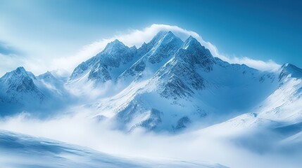 Fototapeta premium mountain landscape with snow and clouds