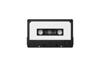 Fototapeta premium Vintage Black Analog Cassette Tape with Blank Label, Isolated Retro Music Element
