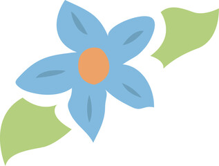 水色の満開の花と葉のイラスト