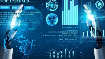 AI artificial intelligence drives data analytics with predictive models, smart dashboards, and virtual assistant insights for data-driven business decisions.