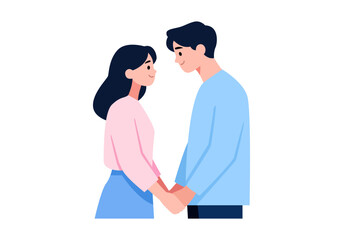 Couple Holding Hands Flat Colored Icon for Love and Relationship Concept