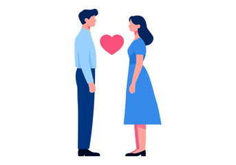 Couple with Heart Between Them Flat Colored Icon for Love and Valentine Concept