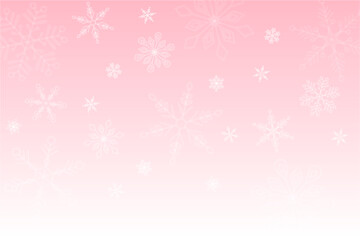 Beautiful White Snow Crystals  with Pink Gradient Background