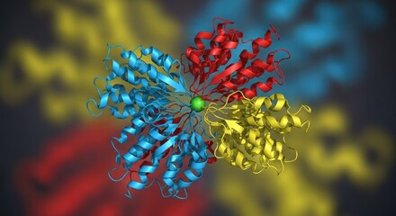 3d molecular model of a protein structure with colorful subunits