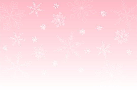 Beautiful White Snow Crystals  with Pink Gradient Background