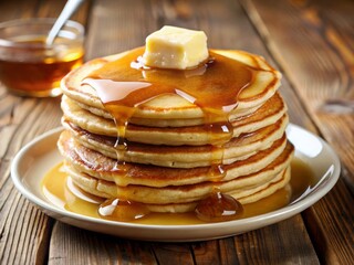 Pancakes with maple syrup and butter 