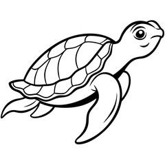 Sea turtle swimming gracefully, , in black and white