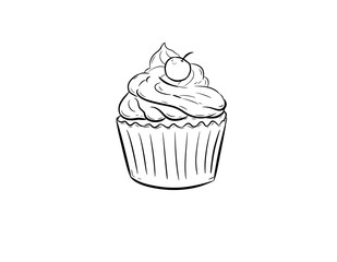 cupcake digital illustration drawing isolated