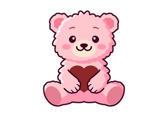 Teddy Bear Gift Flat Colored Icon for Valentine and Love Present Concept