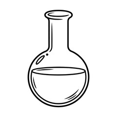 a laboratory flask coloring page line art 