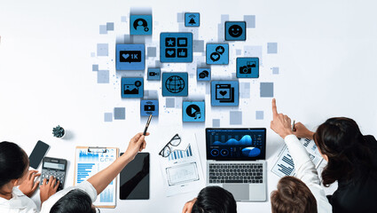 Concept of social media revolutionizes digital communication. This platform enables global...