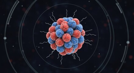 Atomic nucleus illustration with protons and neutrons