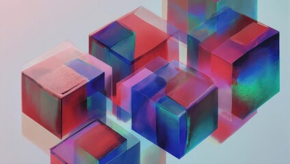 Obraz premium Abstract Cubes with Vibrant Colors and Translucent Effects.