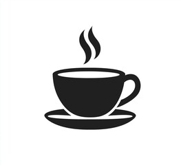 Obraz premium Flat vector illustration of a hot coffee cup icon with steam rising, designed in minimalist style. Simple geometric shapes and clean lines on a white background