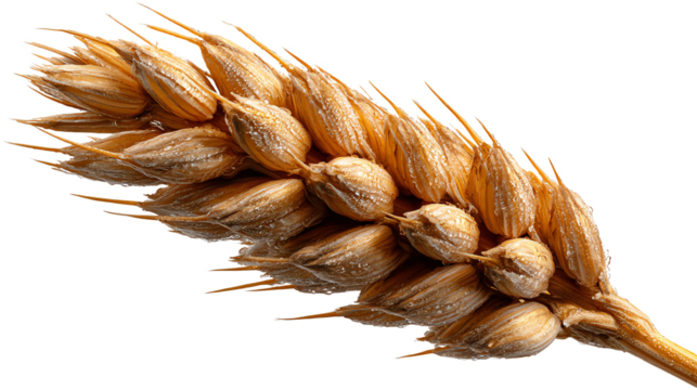 Golden Grain: The close-up showcases a detailed view of a golden, ripe wheat head, symbolising harvest, growth, and the essence of nourishment and sustenance.