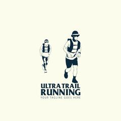 Marathon Ultra Trail running logo vector illustration on white background