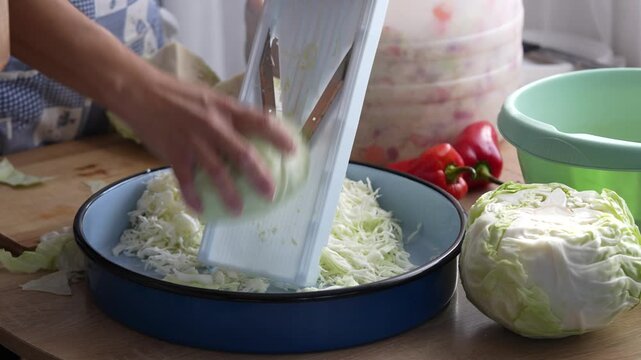 cutting cabbage