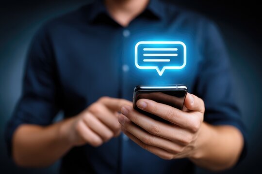 Engaging text messaging interaction modern workspace digital communication indoor environment close-up view connectivity and technology