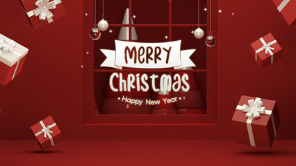 Modern Red Christmas Background 3D &ndash; Product Promotion & Social Media Scene