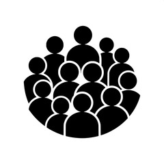 A Silhouette Icon Depicting a Diverse Group of People Gathered Together in a Crowd