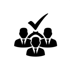 Teamwork and Selection Illustrative Icon of Business Professionals with a Check Mark