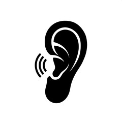 An Icon of an Ear Listening Representing Hearing and Audio, Sound Wave Illustration