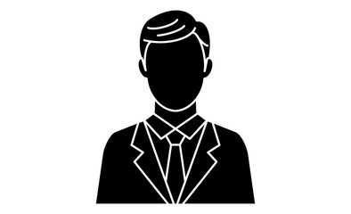 スーツを着た表情のないビジネスマンのシンプル線画素材アイコン