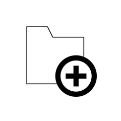 A simple outline of a file folder icon with an addition symbol overlayed indicating a new folder creation