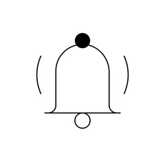 Illustration of a simple ringing bell with a circular clapper and sound waves emanating from the sides