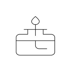 Illustration of a laboratory burner with a flame above it shown in a minimalist outline style drawing style