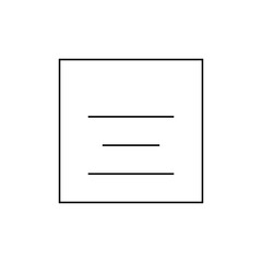 Illustration of a square outline containing three horizontal lines stacked vertically inside a white background area