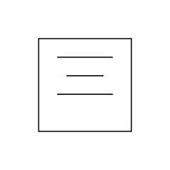 Simple square containing three horizontal lines of varying lengths arranged vertically in the center